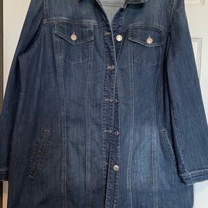 Chico's Dark Blue car length Jean Jacket Chicos Sz 3. -US 16-18